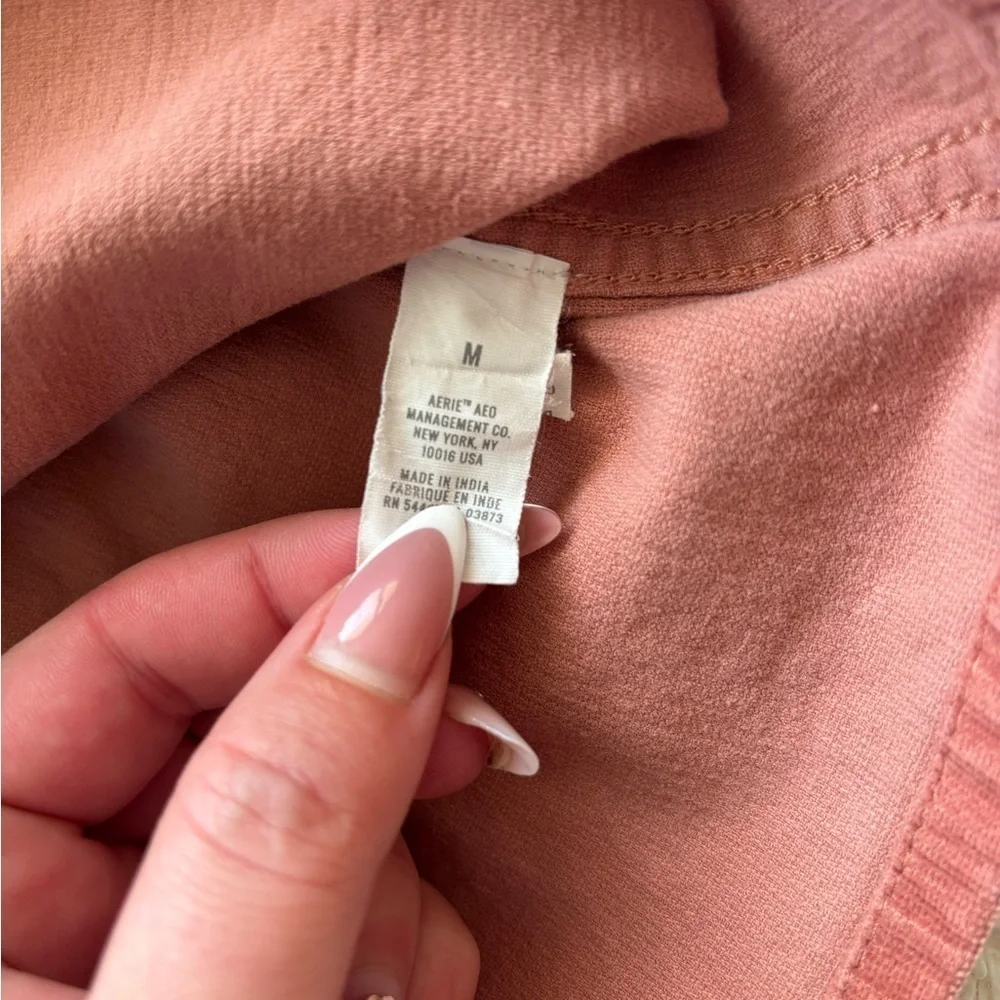 Aerie Terracotta Button-Front A-Line Skirt